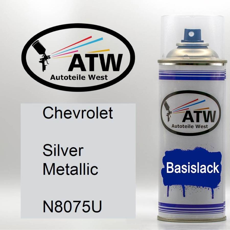 Chevrolet, Silver Metallic, N8075U: 400ml Sprühdose, von ATW Autoteile West.